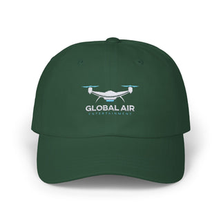 Classic Dad Cap - Global Air Embroidered Green Hat for Aviation Lovers